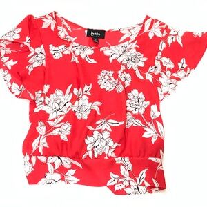 By & By Red Floral Blouse